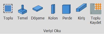 Donatı veriyi oku araç çubuğu